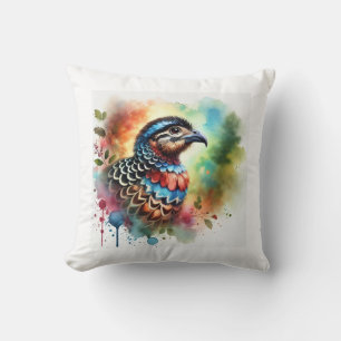 Pava Aburria 110724AREF124 - Watercolor Throw Pillow