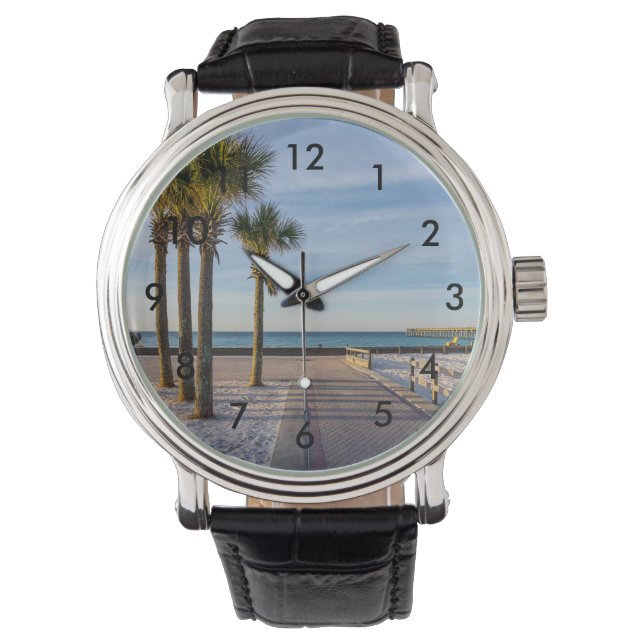 Paved Walkway To Pensacola Beach Wrist Watch (Front)