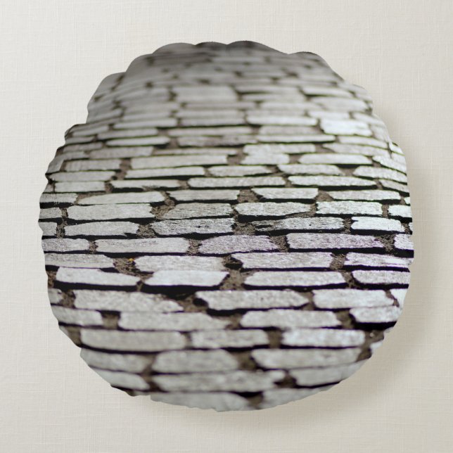 Pavement cobblestones walkway round pillow (Front)