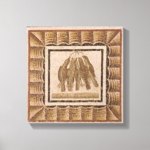 Pavement depicting five thrushes, from El-Jem Canvas Print