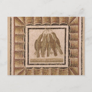Pavement depicting five thrushes, from El-Jem Postcard