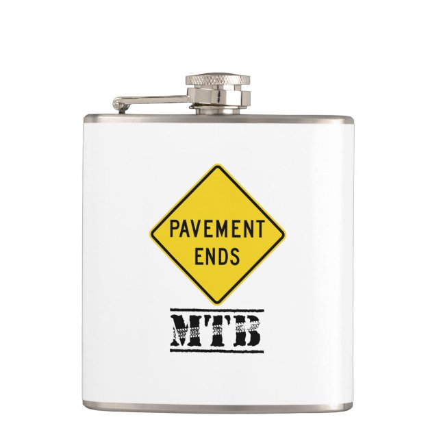 Pavement Ends Mountain Biking Hip Flask (Front)