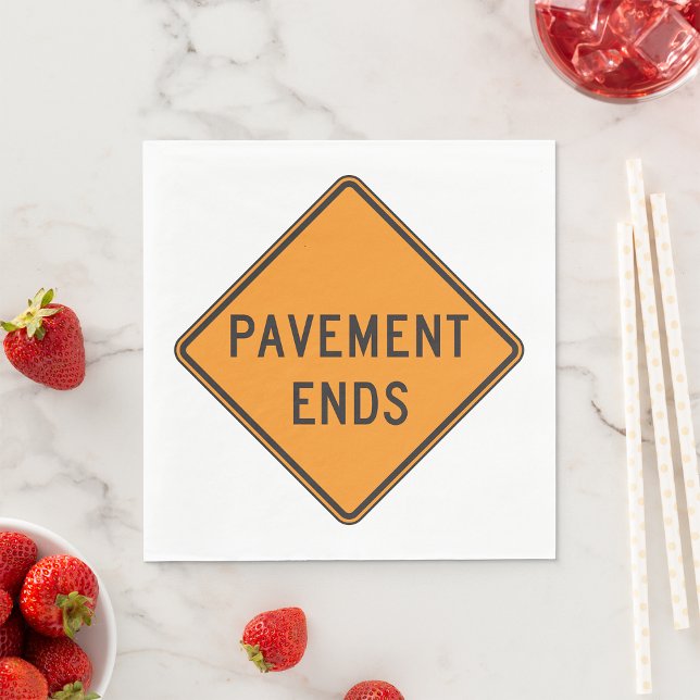 Pavement Ends Road Sign Paper Napkins (Creator Uploaded)