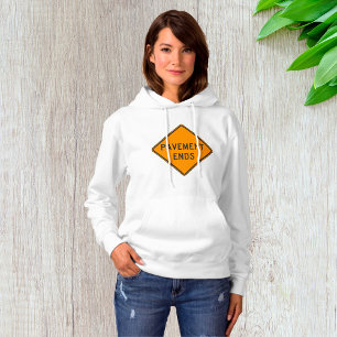 Pavement Ends Road Sign Traffic Warning Hoodie