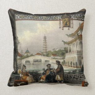 Pavilion and Gardens of a Mandarin near Peking, fr Throw Pillow