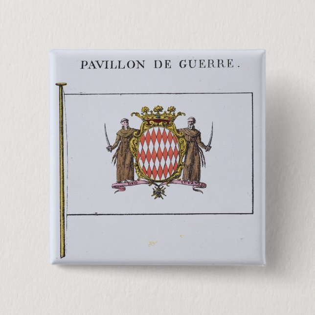 Pavillon de Guerre, detail from Flags from Monaco 2 Inch Square Button (Front)