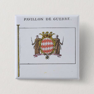Pavillon de Guerre, detail from Flags from Monaco 2 Inch Square Button