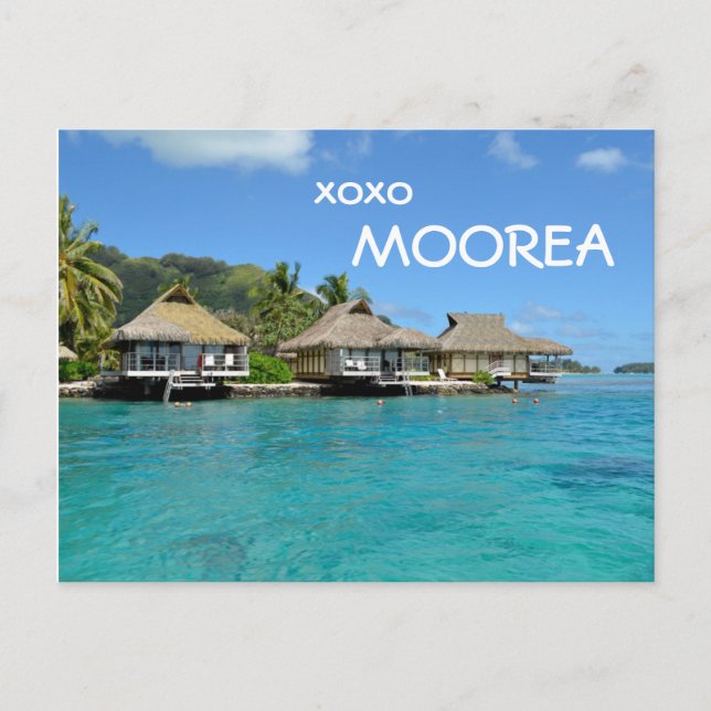 Pavillons de Moorea avec le texte : carte postale (Devant)