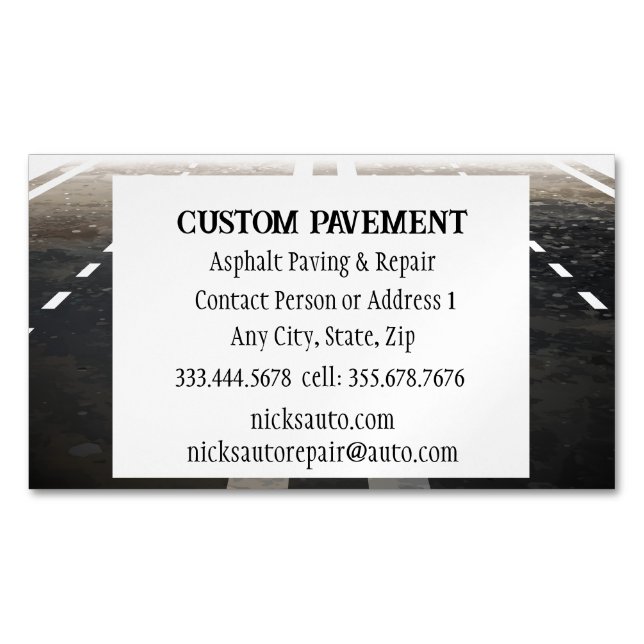 Paving, Asphalt, Roads pavement Magnetic Business Card (Front)