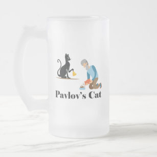 Pavlov's Cat Funny Psychology Frosted Glass Beer Mug