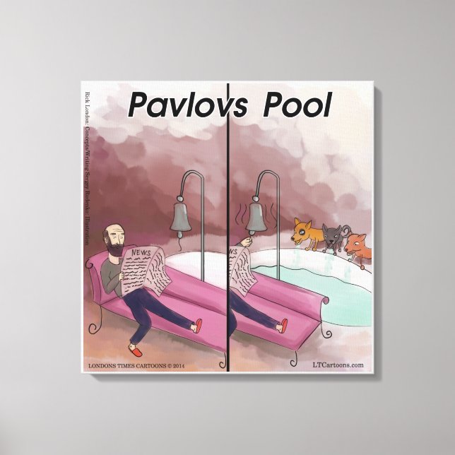 Pavlov's Pool Funny Cartoon Canvas Print (Front)