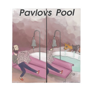 Pavlov's Pool Funny Cartoon Notepad