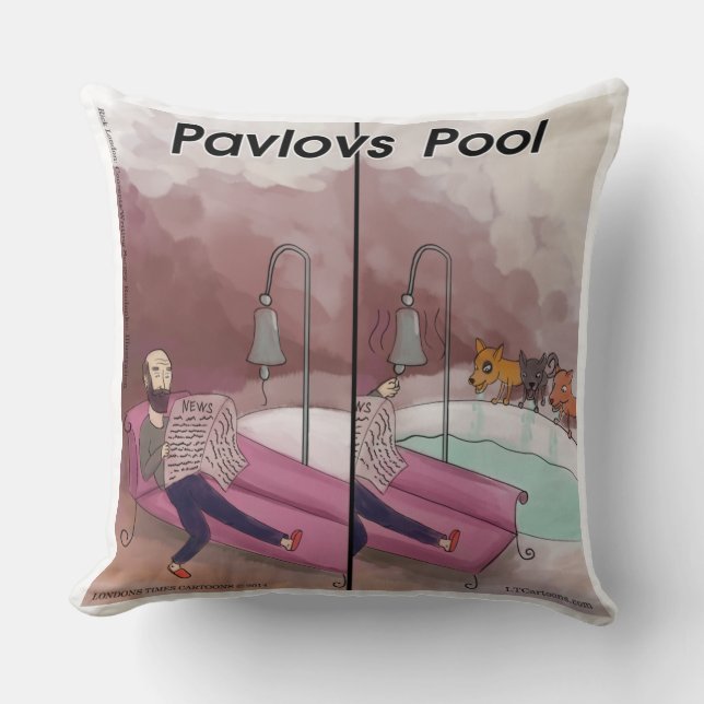 Pavlov's Pool Funny Psychology Cotton Throw Pillow (Front)