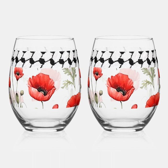 Pavot avec set de verre de vin palestinien Hattah (Recto)