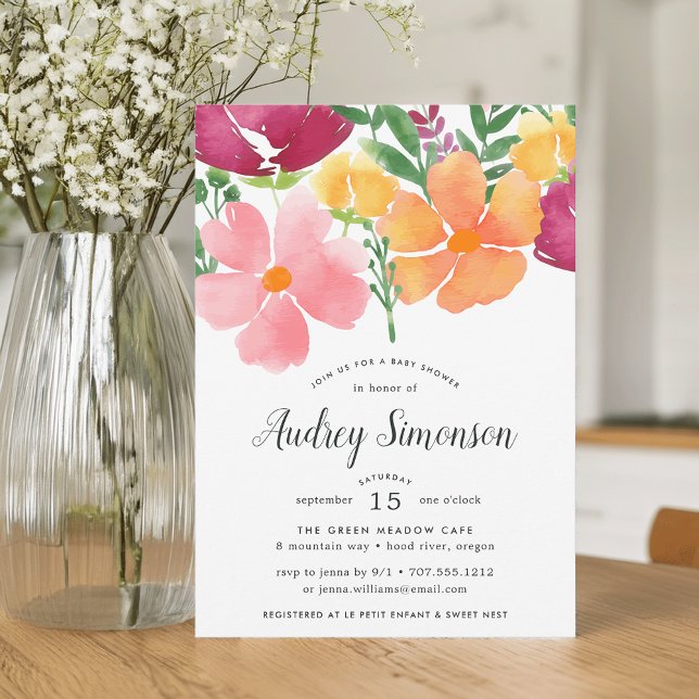 Pavot de Californie | Invitation baby shower (Créateur téléchargé)