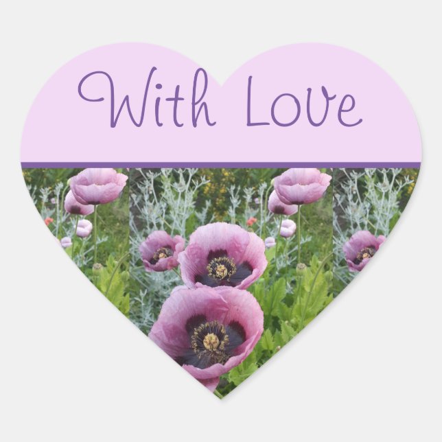 Pavot Fleur Purple Pink floral Avec Sticker D'Amou (Devant)