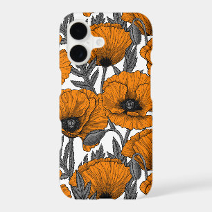 Pavot orange sur blanc
