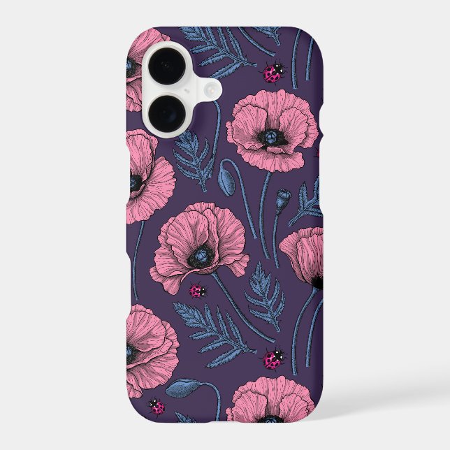 Pavot rose sur violet foncé (Verso)