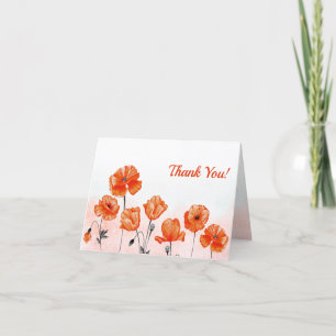 Pavots à l'aquarelle rouge personnalisés Merci