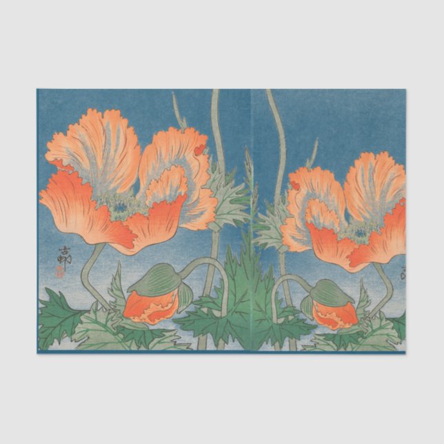 PAVOTS CHINOIS EN papier de soie de soie BLEU (Recto)