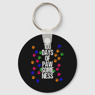 Paw 100 Days School Animal Fun Happy Gift Outfit Keychain
