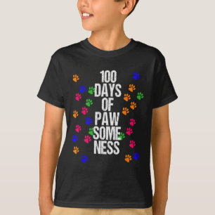 Paw 100 Days School Animal Fun Happy Gift Outfit  T-Shirt
