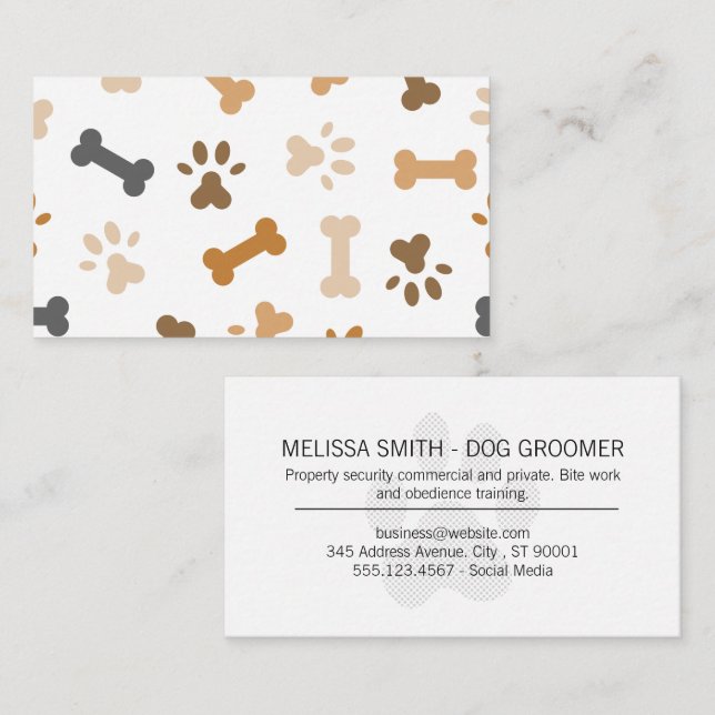 Paw and Bone Print Business Card (Front/Back)