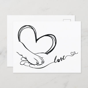 Paw and Hand Love Postcard