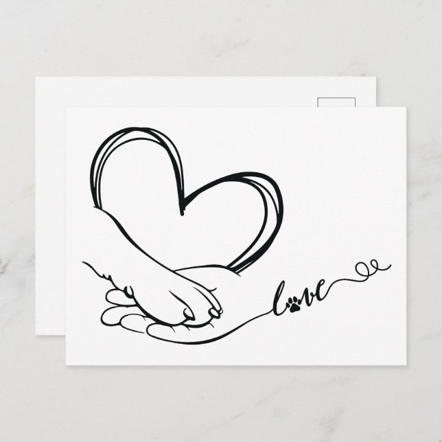 Paw and Hand Love Postcard (Front/Back)