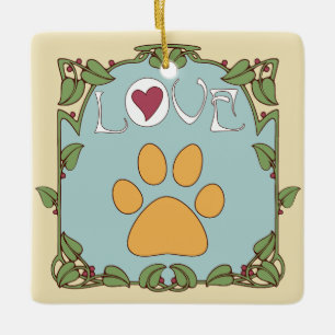 Paw Art Nouveau Ceramic Ornament