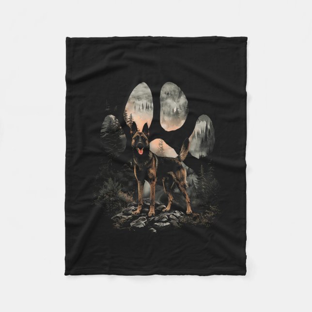 Paw Belgian Malinois Dog Mom Dad Mountains Sunset  Fleece Blanket (Front)
