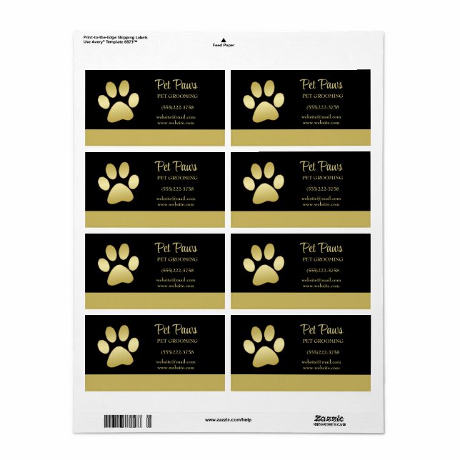 Paw chien brillant or sur le service de grossissem (Feuille entière)