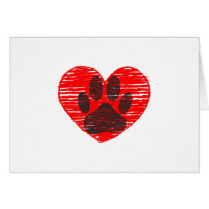 Paw Chien Croquis Dans Le Coeur Rouge
