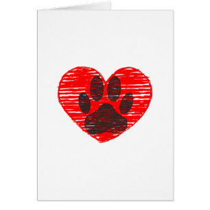 Paw Chien Croquis Dans Le Coeur Rouge