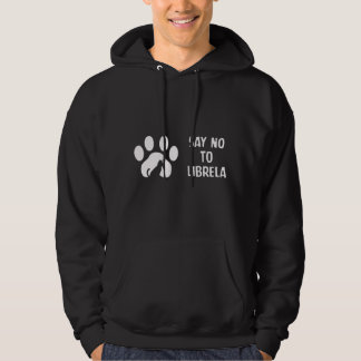 Paw design with adverse effects list on back hoodie