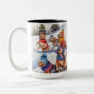 Paw fect Day To Go Sledding Two-Tone Coffee Mug