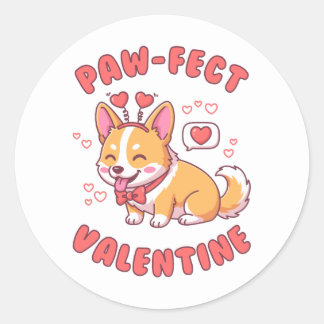 Paw-Fect Valentine - Corgi Dog Valentine Gift Classic Round Sticker