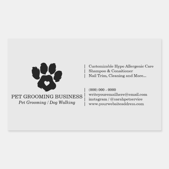 Paw Heart Pet Dog Cat Business Sticker (Front)