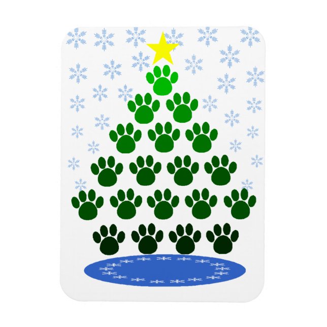 Paw Here Premium Magnet "Paw Prints Christmas Tree (Vertical)