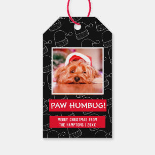 Paw Humbug Pet Photo Red and Black Christmas Gift Tags