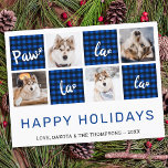 Paw La La La Blue Buffalo Plaid Pet Photo Collage Holiday Postcard<br><div class="desc">Paw La La La ! Send cute and fun holiday greetings with this super cute personalized custom pet photo holiday card. Merry Christmas wishes from the dog with cute paw prints in a fun modern photo design. Add your dogs photos or family photo with the dog, and personalize with family...</div>