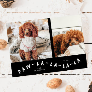 Paw-La-La-La-La Black Pet Photo Holiday Card