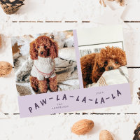 Paw-La-La-La-La Purple Pet Photo Holiday Card