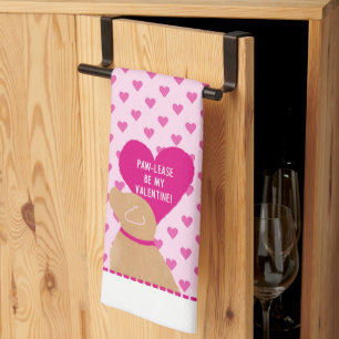 Paw-Lease Be My Valentine Kitchen Dish Towel