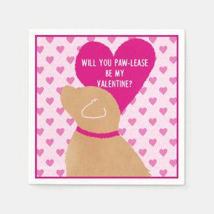 Paw-lease Be My Valentine Paper Napkin