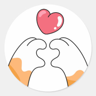 Paw Love: Cute Cat Paws Illustration Classic Round Sticker