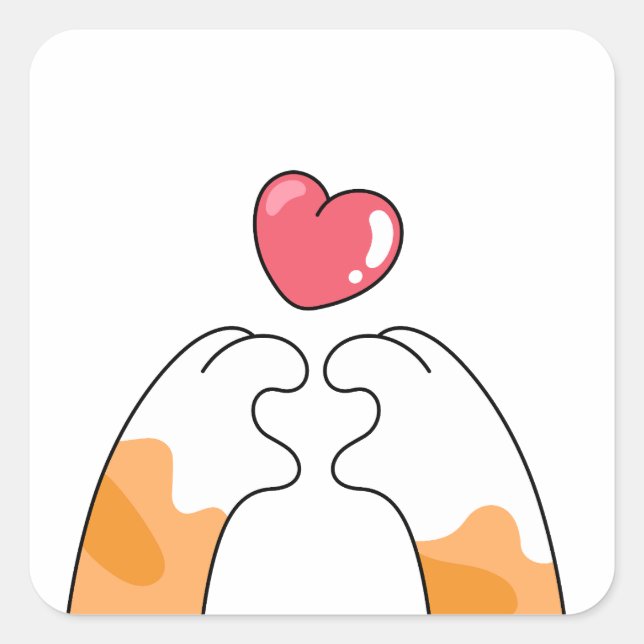 Paw Love: Cute Cat Paws Illustration Square Sticker (Front)