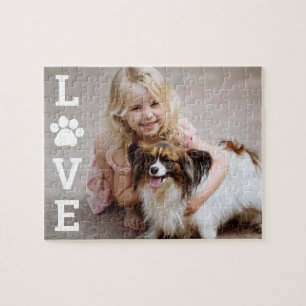 Paw Love Editable Color Pet Custom Photo Puzzle
