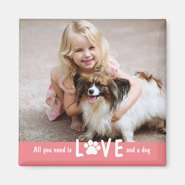 Paw Love Editable Color Photo Magnet (Front)