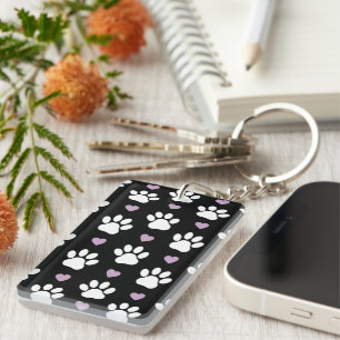 Paw Motif, Chien Paws, White Paws, Lilac Hearts
